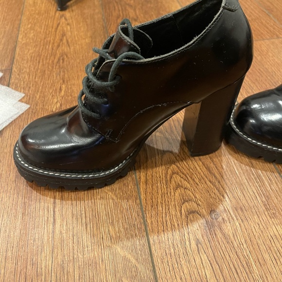 Jeffrey Campbell Legion Black Leather Lace Up Chunky Ankle Boots Size 7.5M - Picture 3 of 16